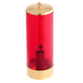 Electric Sanctuary lamp spare part, 220V, base and lid of gold plated brass