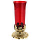 Sanctuary lamp with decorated base, red cup, h 12 in s1
