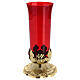 Lampada per Santissimo altezza 30 cm base decorata colore rosso s1