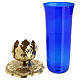 Sanctuary lamp with blue cup, decorated base, h 12 in s3