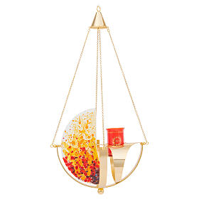 Lampada eucaristica vetrofusione finitura dorata 70 cm  