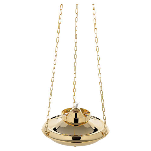 Gilded brass hanging sanctuary lamp with chains, 40 in 4