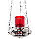 Lampe de sanctuaire couleur argent diamètre 20 cm verre rouge chaîne 1 m s1