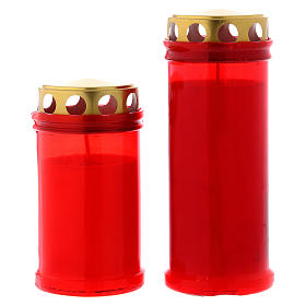 Red Cased Candle For Outdoor Use With Wind Proof Top.