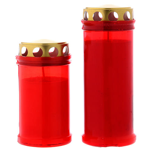 Red Cased Candle For Outdoor Use With Wind Proof Top. 1