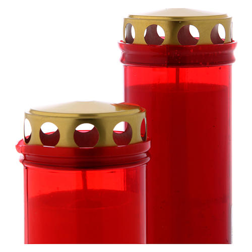 Red Cased Candle For Outdoor Use With Wind Proof Top. 2