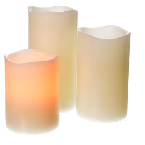 LED candles in real wax, battery powered, 3 pieces 1