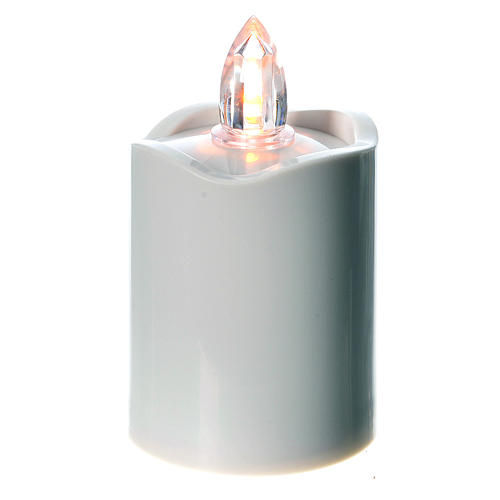 Votive candle, white with yellow LED light 1