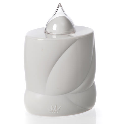 Lumada electric candle, white with cross and yellow flame 3