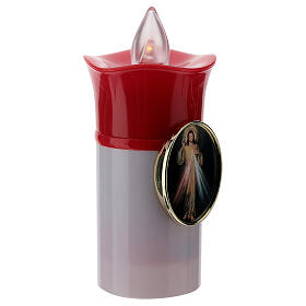 Lumada electric candle, white, image of Jesus with flickering li s3