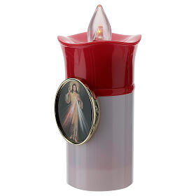 Lumada electric candle, white, image of Jesus with flickering li