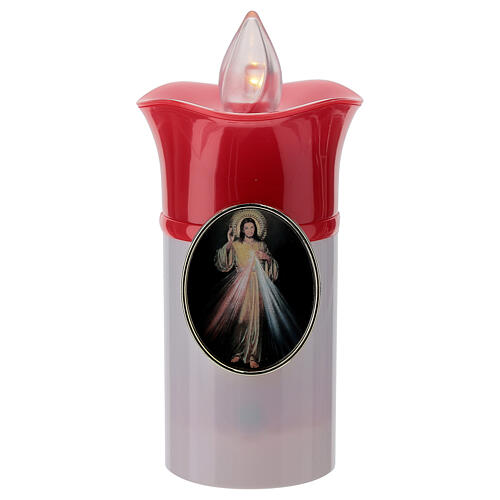 Lumada electric candle, white, image of Jesus with flickering li 1