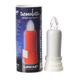 White electric candle with trembling flame and adhesive