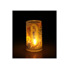 Candle with batteries Our Lady of Lourdes image and fake internal candle s3