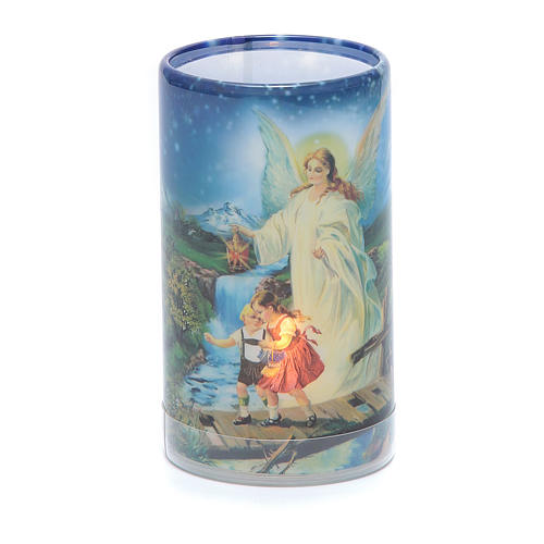 Candle with Guardian Angel image and fake internal candle 1