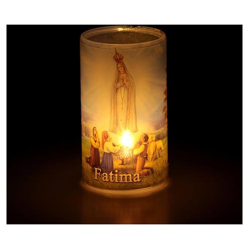 Windlicht, mit batteriebetriebener Kerze, Gottesmutter von Fatima 3