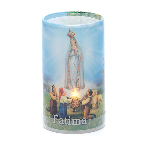 Candle with batteries Our Lady of Fatima image and fake internal candle 1