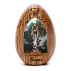 Our Lady of Lourdes candle in olive wood with led 10X7 cm
