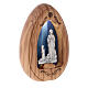 Our Lady of Lourdes candle with Bernardette in olive wood with led 10X7 cm s3