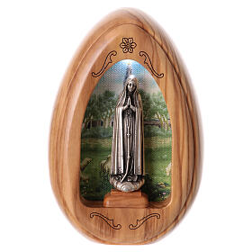 Our Lady of Fatima olive wood candle with led 10X7 cm