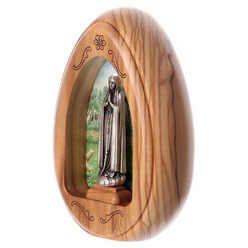 Our Lady of Fatima olive wood candle with led 10X7 cm 2