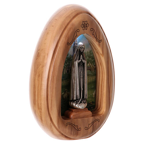 Our Lady of Fatima olive wood candle with led 10X7 cm 3