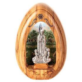 Altarinho votivo em madeira de oliveira Fátima e pastorinhos com led 10x7 cm