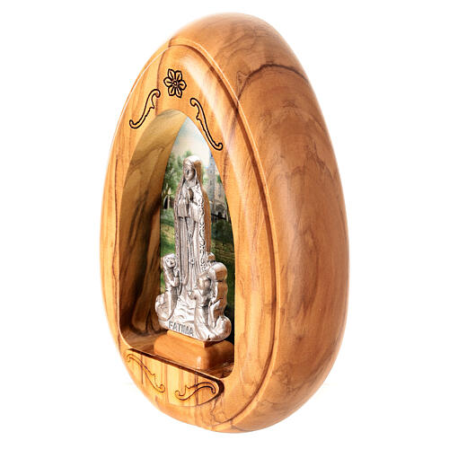 Our Lady of Fatima and shepherds olive wood candle with led 10X7 cm 2