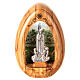 Our Lady of Fatima and shepherds olive wood candle with led 10X7 cm s1