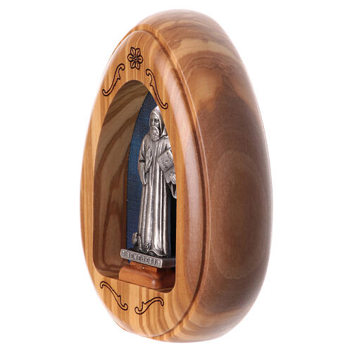 Saint Benedict olive wood candle with led 10X7 cm 2