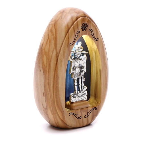 Saint Micheal olive wood candle with led 10X7 cm 2