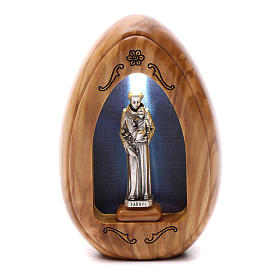 Lampka z drewna oliwnego Święty Antoni z led 10x7 cm