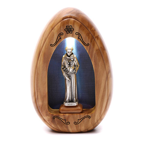 Lampka z drewna oliwnego Święty Antoni z led 10x7 cm 1