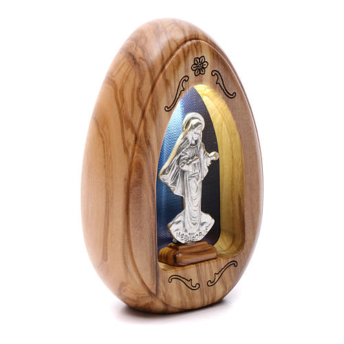 Lampka z drewna oliwnego Madonna z Medjugorje z led 10x7 cm 2