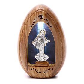 Altarinho votivo em madeira de oliveira Nossa Senhora Medjugorje com led 10x7 cm