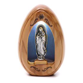 Lamparilla de madera de olivo Virgen de Guadalupe con led 10x7 cm