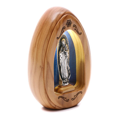 Lumino in legno d'olivo Madonna della Guadalupe con led 10X7 cm 2