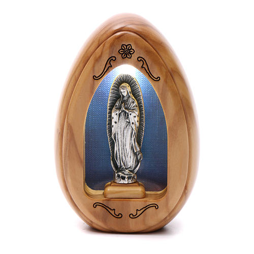 Altarinho votivo em madeira de oliveira Nossa Senhora Guadalupe com led 10x7 cm 1