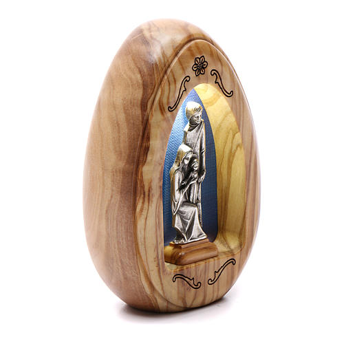 Holy Family olive wood candle with led 10X7 cm 2