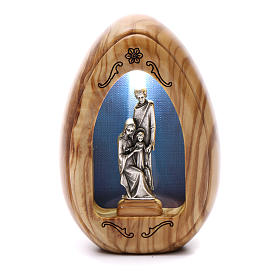 Altarinho votivo em madeira de oliveira Sagrada Família com led 10x7 cm