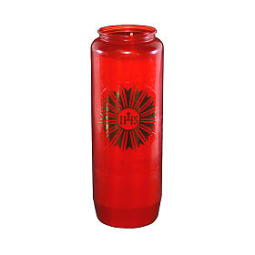 Sanctuary candle in red PVC with IHS symbol - 6 days