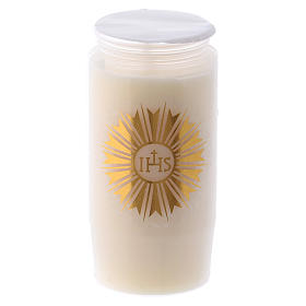 Sanctuary candle in white PVC with IHS - 2 days s1