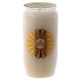 Bougies, cierges, chandelles: Cierge pour Saint Sacrement IHS blanc 2 jours Bougies, cierges, chandelles: Cierge pour Saint Sacrement IHS blanc 2 jours