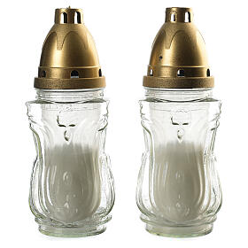 Velas Votivas: Porta-vela votivo dois círios brancos Anjo