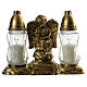 Votive candle holder for two candles white with Angel decoration s1