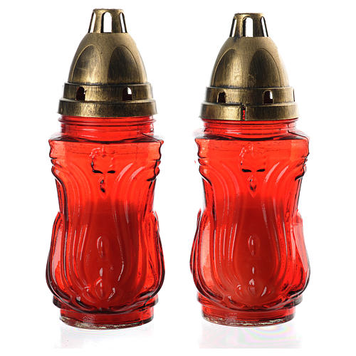 Votive candle holder for two candles red with Angel decoration 2