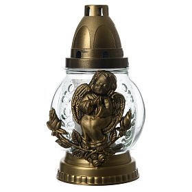 Velas Votivas: Porta-vela para vela votiva branca anjo dourado Velas Votivas: Porta-vela para vela votiva branca anjo dourado