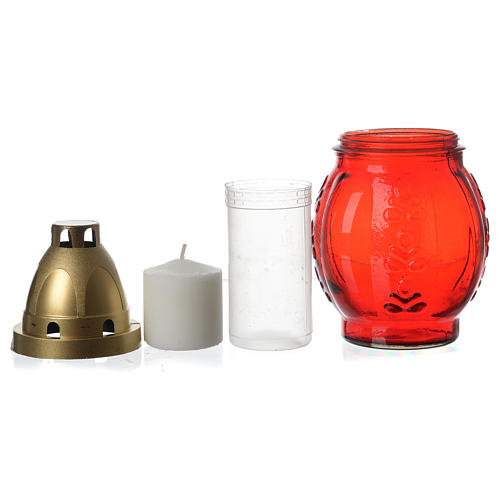 Votive candle holder with golden Angel red colour 3