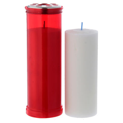 Red votive candle T50 white wax 2