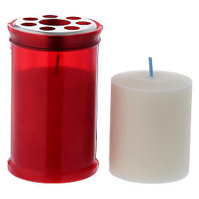Lampe votive rouge T30 cire blanche s2